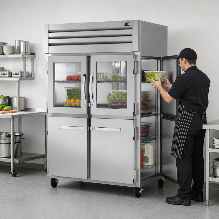 Product image #3 for True SPEC SERIES Two-Section Pass-Thru Refrigerator with Half Glass Front Doors and Stainless Rear Doors