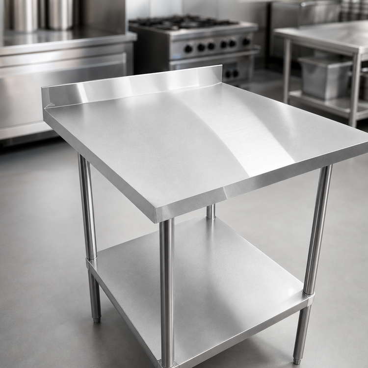 Product image #3 for Sapphire 30" W x 24" D 16 Gauge Stainless Steel Work Table with 5" Backsplash and Undershelf