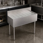 Thumbnail image #3 for Krowne Royal Series KR19-GS42 Freestanding Stainless Steel Underbar Drainboard, 42 x 19 Inches, Open Base, 6-Inch Splash