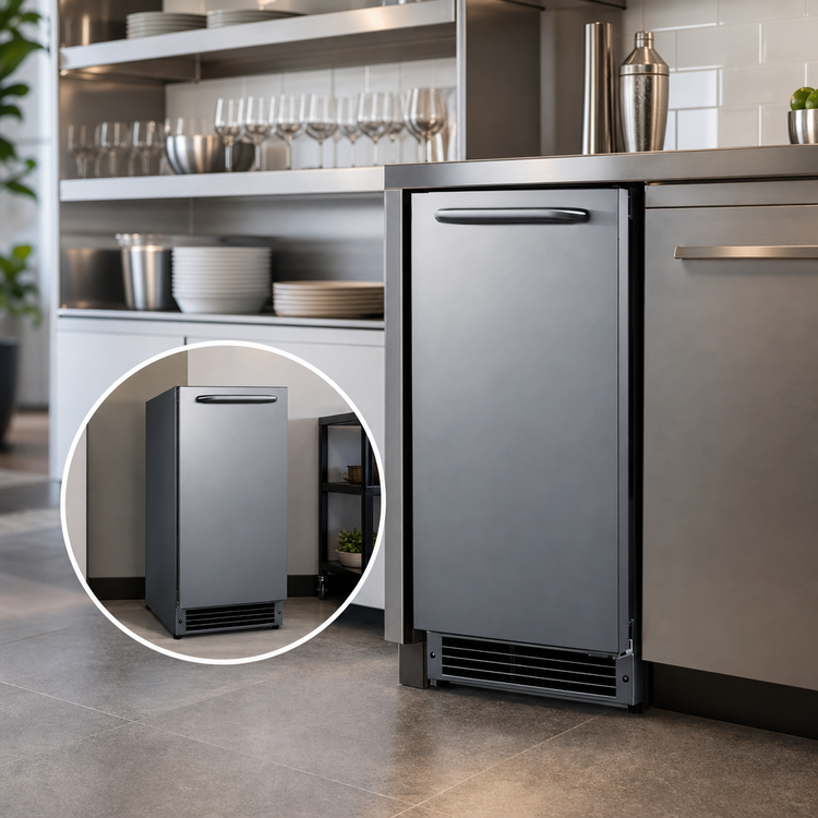 Product image #4 for Summit Commercial 15-Inch ADA-Compliant Built-In/Freestanding Drain-Free Crescent Cube Ice Maker with 22 lb Bin