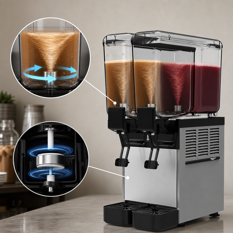Product image #3 for Vollrath Countertop Pre-Mix Refrigerated Beverage Dispenser, 2 Agitator Bowls, 2.11 Gallons Each