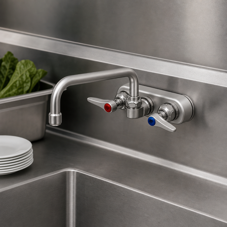 Product image #3 for T&S Brass 4-Inch Centers Backsplash-Mount Workboard Faucet with 8-Inch Swing Nozzle