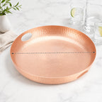 Thumbnail image #3 for American Metalcraft ATHC16 16-Inch Round Hammered Copper Aluminum Beverage Tray Case of 4