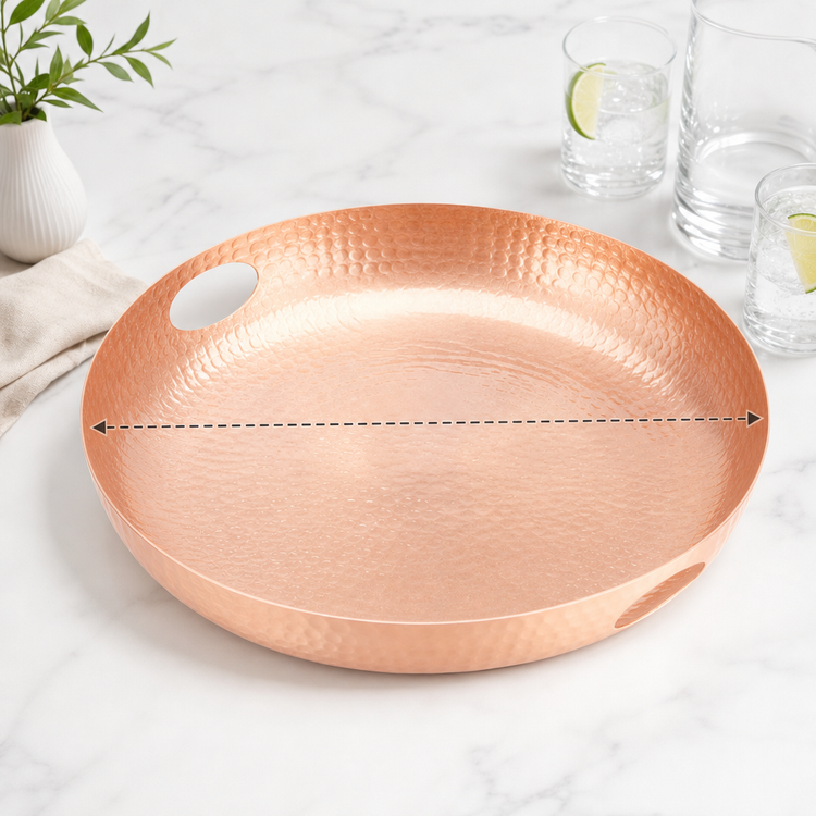Product image #3 for American Metalcraft 16-Inch Round Hammered Copper Aluminum Beverage Tray