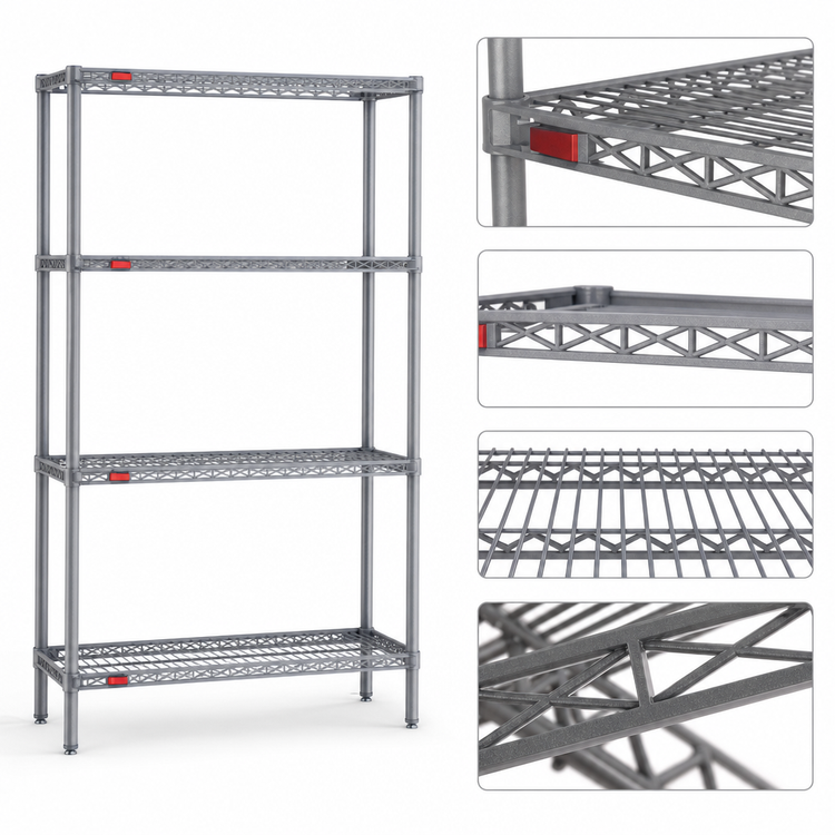 Product image #3 for Eagle Group Valu-Master 4-Tier Wire Starter Shelving Unit, 30 x 21 x 74 Inches, Pewter Gray Epoxy Finish