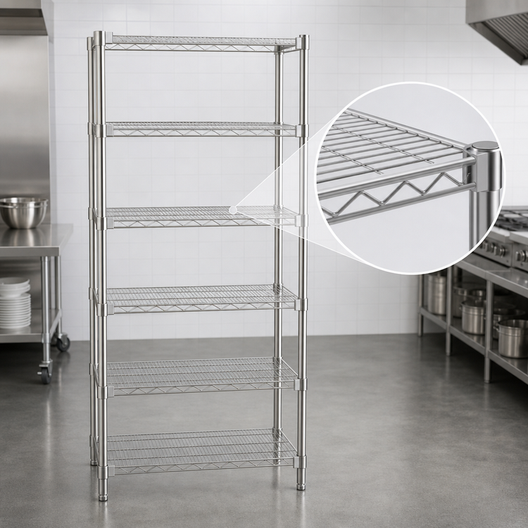 Product image #3 for Eagle Group 5-Tier Wire Add-On Shelving Unit with QuadTruss Shelves, 24 x 21 x 86 Inches, Stainless Steel Finish