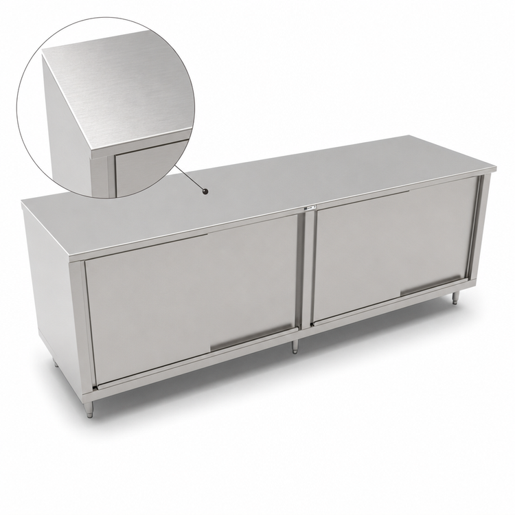 Product image #3 for John Boos 132-Inch x 24-Inch Stainless Steel Cabinet Base Work Table with Sliding Doors