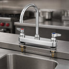 Thumbnail image #3 for T&S Brass B-1142-XS Workboard Mixing Faucet, Deck Mount, 8-Inch Centers, 6-Inch Swivel Gooseneck Spout, Polished Chrome