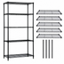 Thumbnail image #3 for Quantum 60 Inch Wide x 18 Inch Deep x 63 Inch High Wire Shelving Starter Kit with 5 Shelves, Black Epoxy Antimicrobial Finish