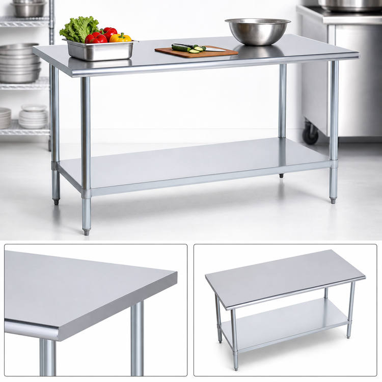 Product image #3 for Duke 30 x 24-Inch Flat-Top Stainless Steel Work Table with Undershelf, 36-Inch High