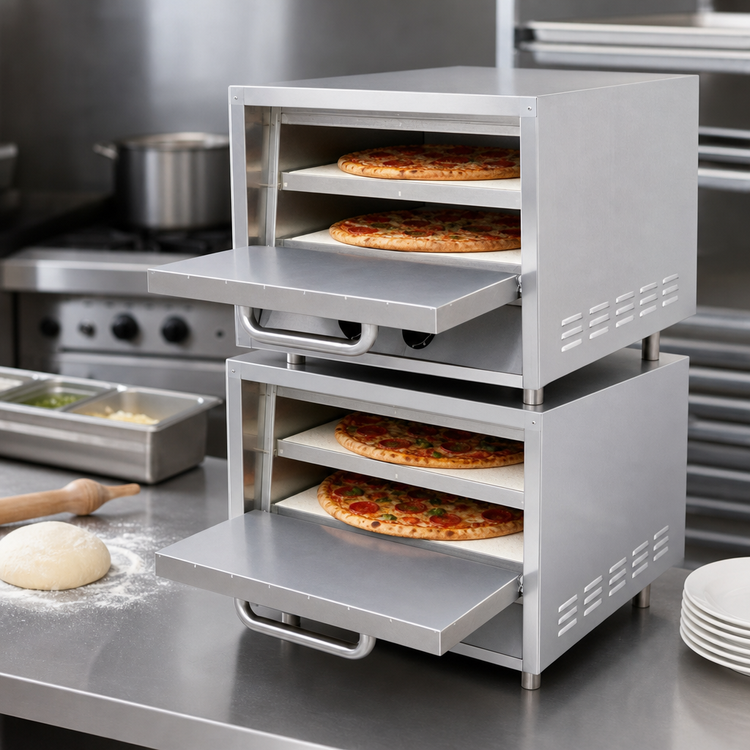 Product image #3 for Admiral Craft PO-18 Stackable Countertop Electric Pizza Deck Oven with 2 Ceramic Hearth Shelves