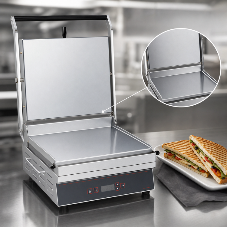 Product image #4 for Hatco Single Flat-Plate Countertop Panini Grill with Digital Controls, 500°F Max