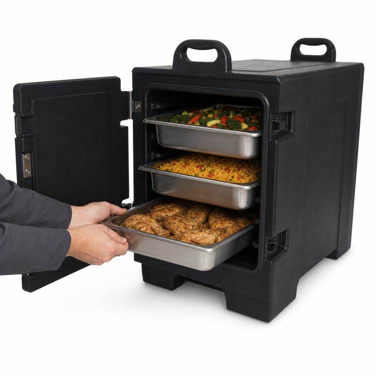 Product image #3 for Cateraide End-Load Insulated Food Pan Carrier with Individual Tracks, Black