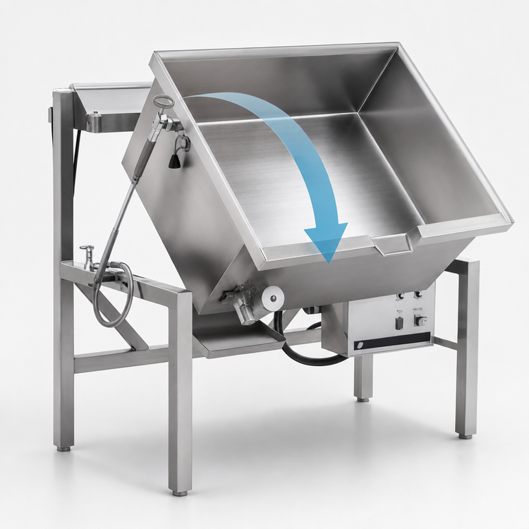 Product image #3 for Combi-Pan Stainless Steel Electric Tilting Skillet, 21.3-Gallon, Power Tilt, Open Frame Base