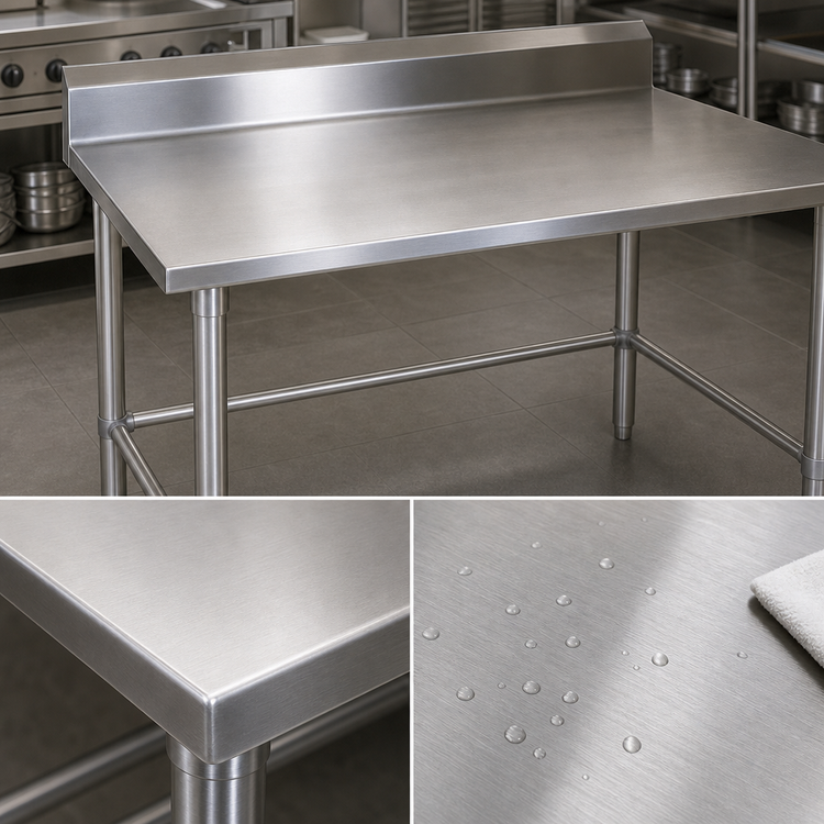 Product image #3 for John Boos Stallion 144-Inch x 36-Inch Stainless Steel Work Table with 5-Inch Backsplash