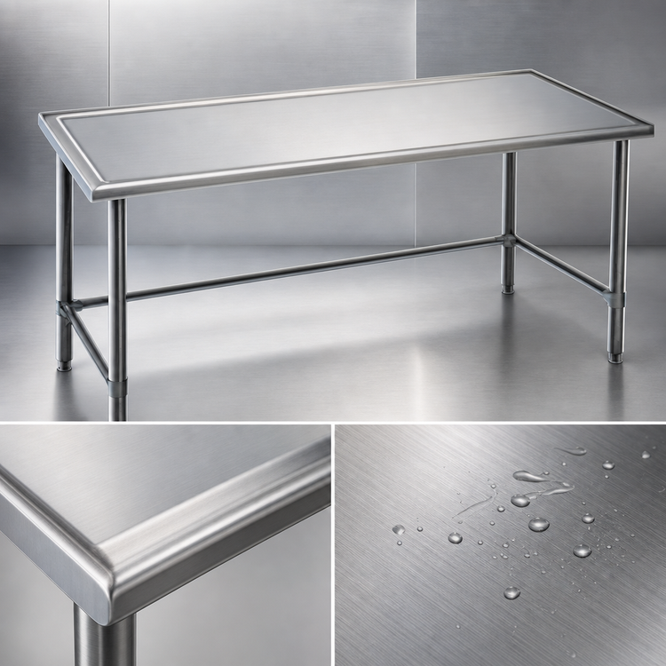 Product image #3 for Spec-Master Marine Series 14-Gauge Stainless Steel Work Table with Marine Edge, 48 x 36 Inches
