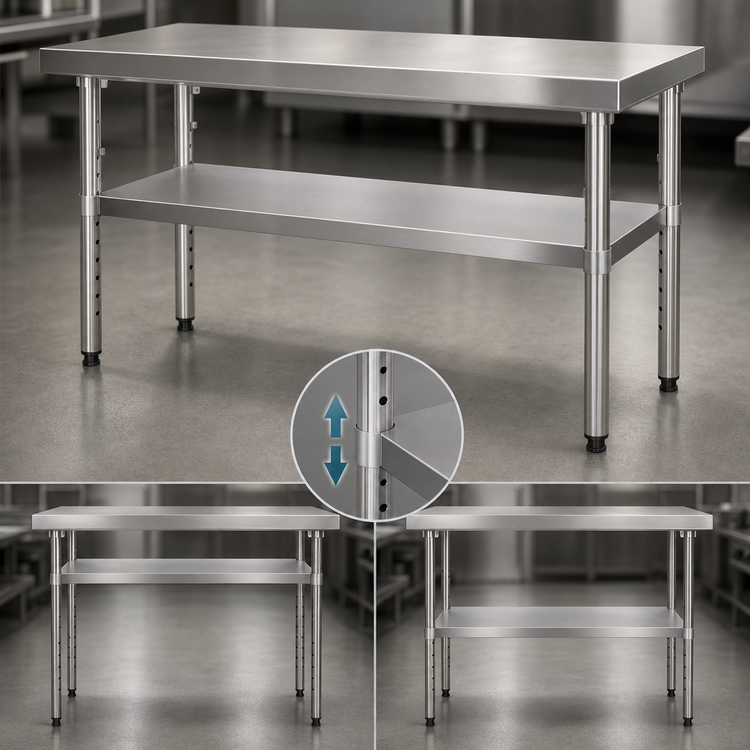 Product image #3 for Steel Works Stainless Adjustable Undershelf for 48 x 30 x 36-Inch Work Table