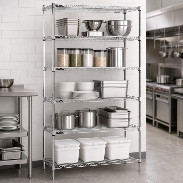 Product image #3 for Metro Super Erecta 72"W x 24"D x 74"H Chrome Plated Stationary Starter Wire Shelving Unit with 5 Shelves