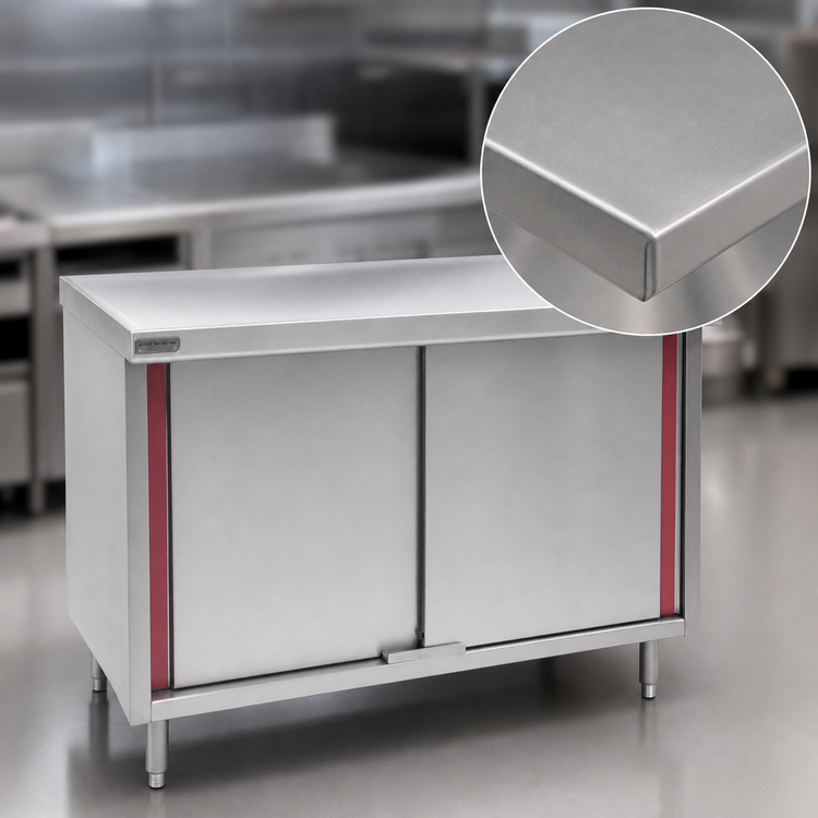 Product image #3 for Eagle Spec-Master Marine Counter Edge Enclosed Work Table with Hinged Doors, 48 x 24 Inch, 14-Gauge 304 Stainless Steel Top