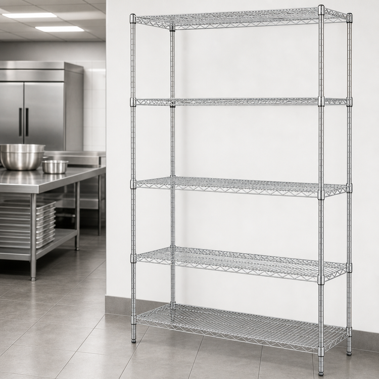 Product image #3 for Quantum 36"W x 18"D x 86"H 5-Shelf 304 Stainless Steel Wire Shelving Starter Kit