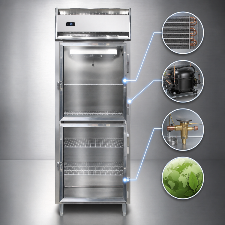 Product image #3 for Continental Refrigerator D1FESNGDHD Designer Line One-Section Extra-Wide Shallow Depth Reach-In Display Freezer with Half-Height Glass Doors