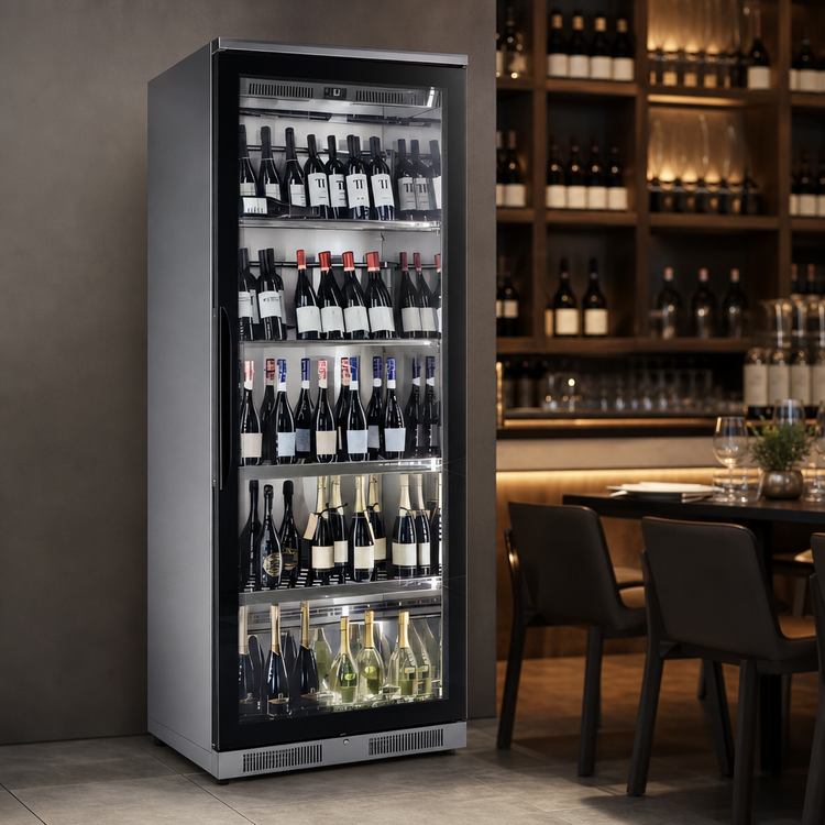 Product image #4 for Eurodib USA WD5121 Commercial Wine Showcase Cooler, Stainless Steel, 104 Champagne / 162 Standard Bottle Capacity