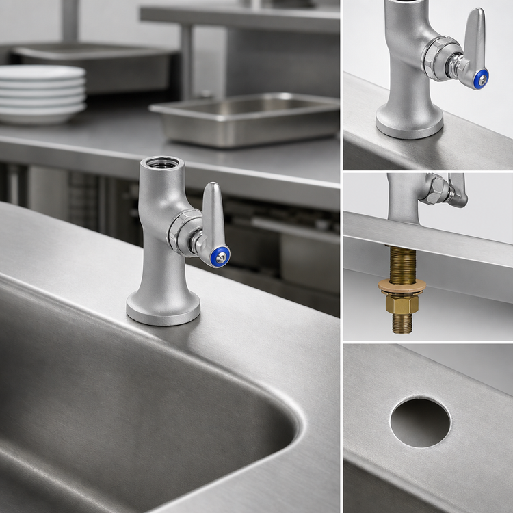 Product image #3 for T&S Brass Single Temperature Deck-Mount Pantry Faucet with Swivel Outlet, Lever Handle, Low Lead