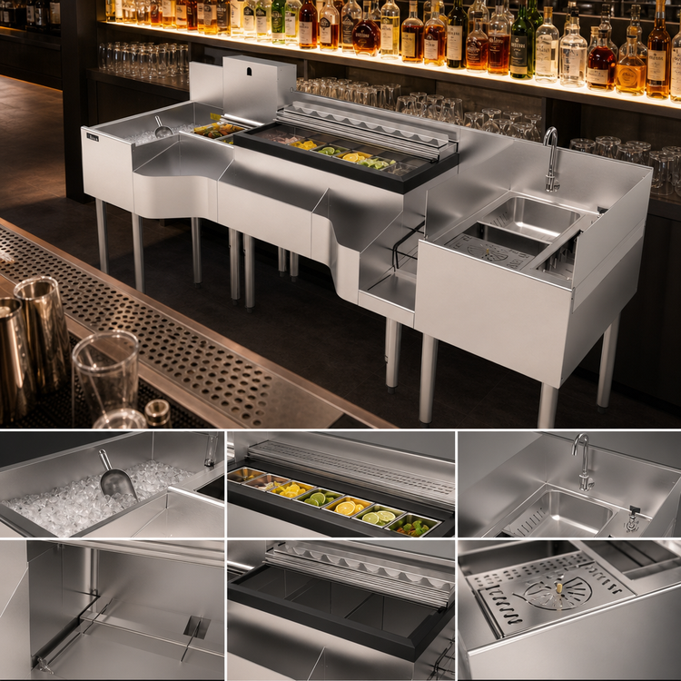 Product image #3 for Perlick Tobin Ellis Signature 80" Underbar Cocktail Station with Wall-Mount Faucet