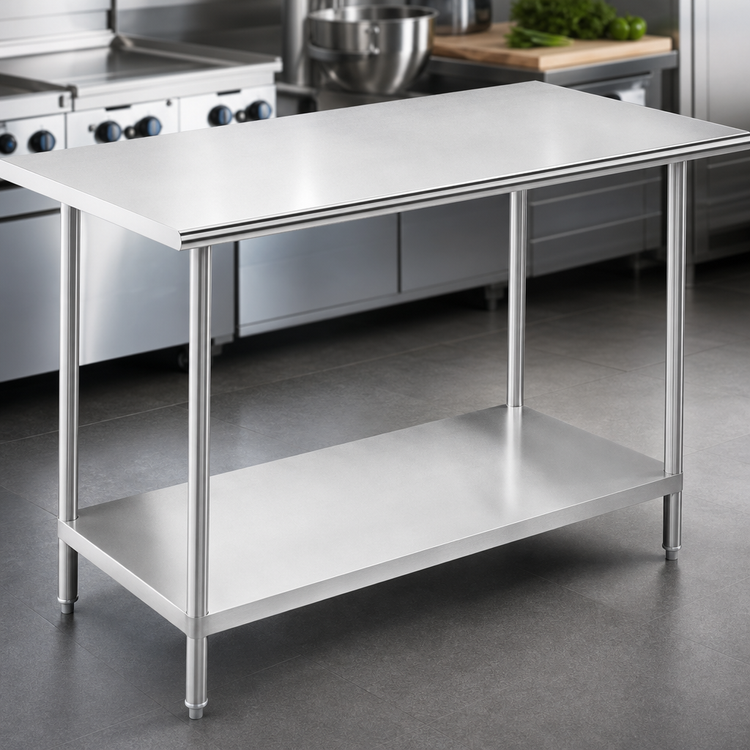 Product image #3 for Advance Tabco 84-Inch x 36-Inch Stainless Steel Work Table with Adjustable Undershelf