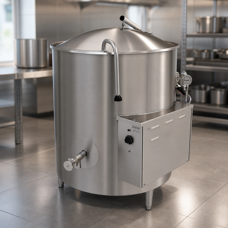 Product image #3 for AccuTemp Edge Series 80-Gallon Electric Stationary Steam Kettle, 2/3 Jacket, Leg-Mounted