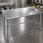 Thumbnail image #3 for Eagle Group Spec-Master T2484STE-BS 84-Inch Stainless Steel Work Table with 4-1/2-Inch Backsplash, 14-Gauge 300 Series Top, Rolled Edge