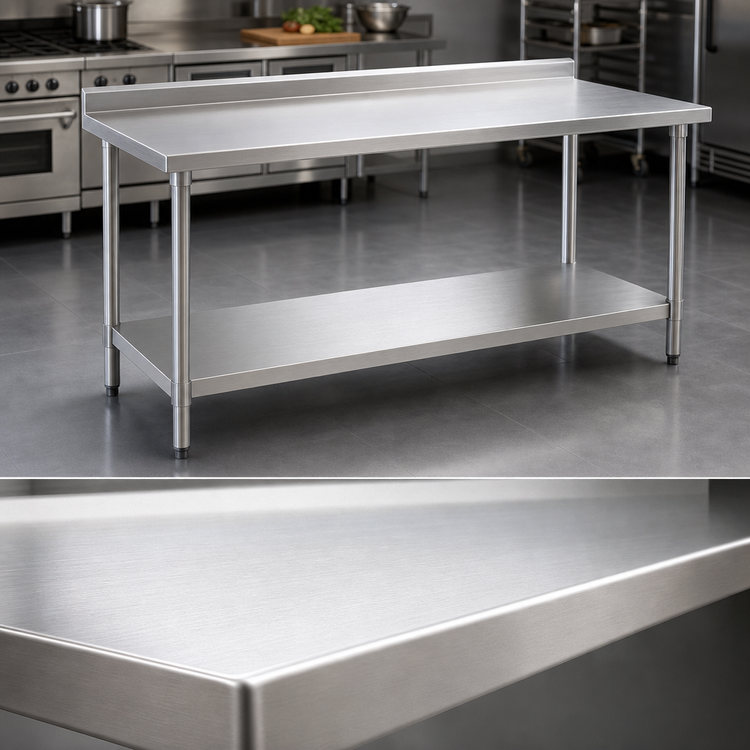 Product image #3 for Spec-Master Stainless Steel Work Table with Backsplash and Adjustable Undershelf, 84 x 24 Inches