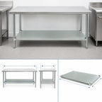 Thumbnail image #3 for Advance Tabco US-30-60 54"W x 24"D 18-Gauge 400 Series Stainless Steel Undershelf for 60"W x 30"D Work Tables