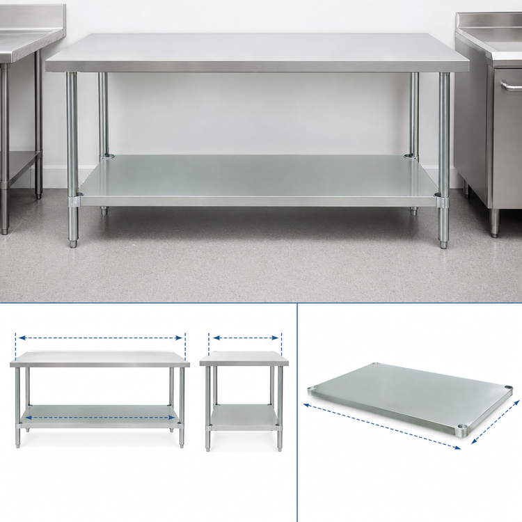 Product image #3 for Advance Tabco 54" x 24" 18-Gauge Stainless Steel Undershelf for 60" x 30" Work Tables