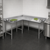 Thumbnail image #3 for Advance Tabco L-Shaped Stainless Steel Corner Work Table, 120 x 60 Inches, 30-Inch Working Depth, 5-Inch Backsplash