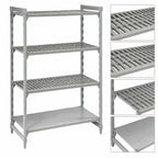 Thumbnail image #4 for Cambro Camshelving® Premium CPU242484VS4PKG 24" x 24" x 84" 4-Tier Stationary Polymer Shelving Unit, 3 Vented + 1 Solid