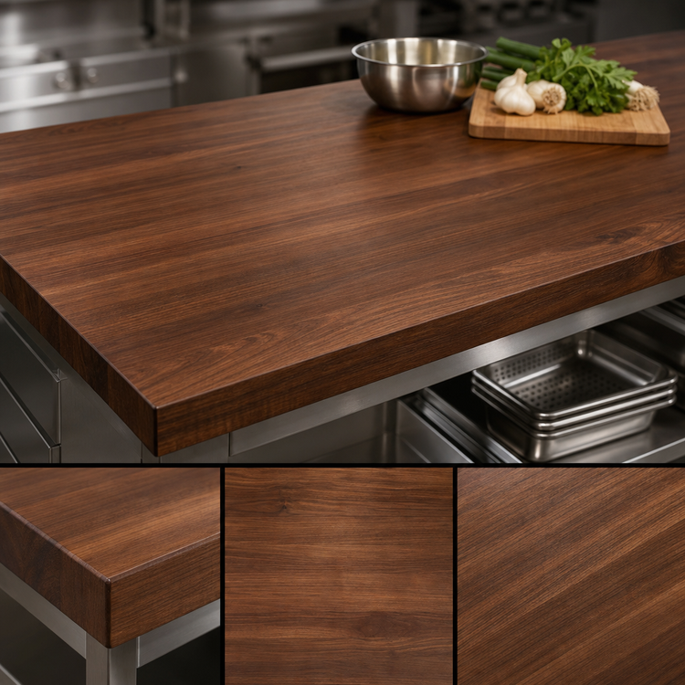 Product image #3 for Boos Block 72" x 48" American Black Walnut Edge Grain Kitchen Countertop with Varnique Finish