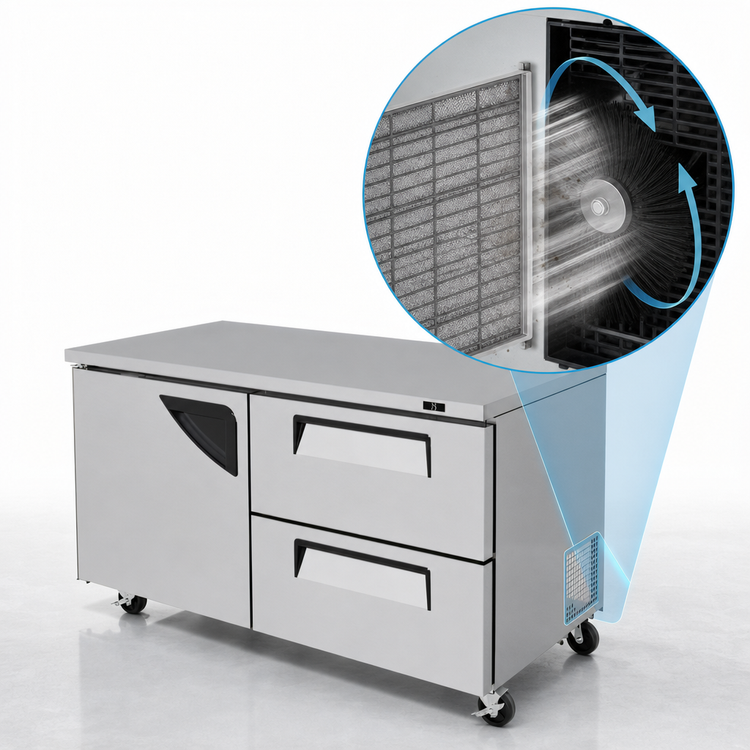 Product image #3 for Turbo Air Super Deluxe 60-Inch Two-Section Undercounter Refrigerator with 1 Solid Door and 2 Drawers