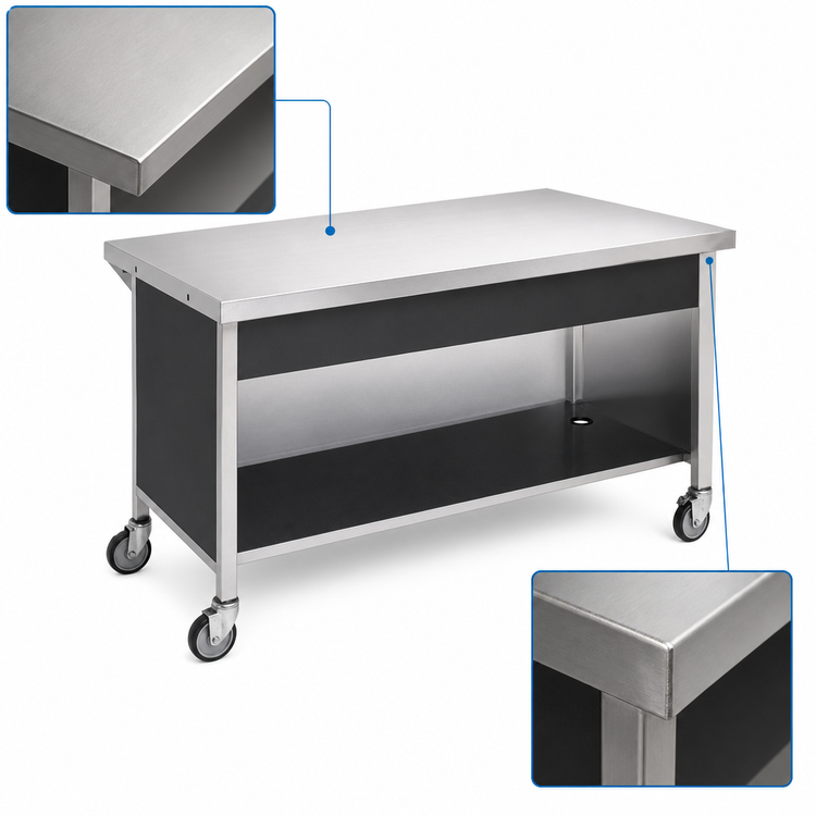 Product image #3 for Atlas Metal CAFT-5 Utility Solid Top Serving Counter, 77-1/2-Inch Wide, Stainless Steel Top