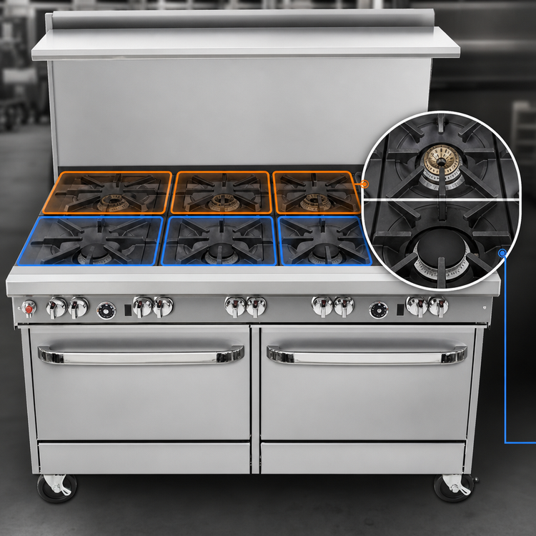 Product image #3 for Southbend Ultimate 60-Inch Gas Restaurant Range with 6 Burners, Raised Griddle/Broiler, Standard Oven and Cabinet Base