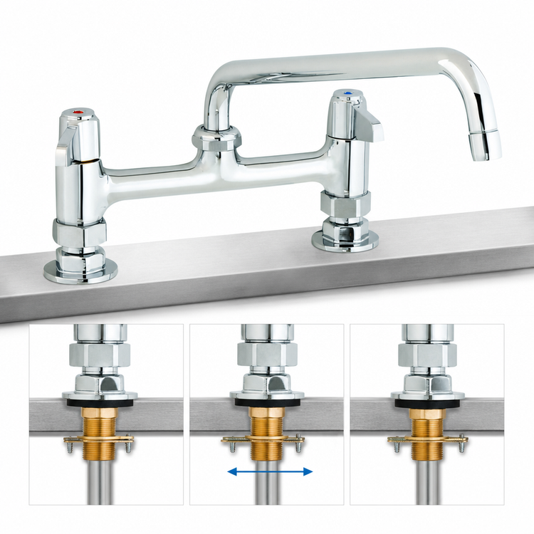 Product image #3 for equip 8-Inch Center Deck-Mount Mixing Faucet with 10-Inch Swing Nozzle and Ceramic Cartridges