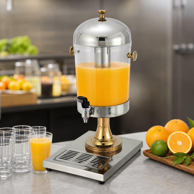 Product image #4 for Winco Single Juice Dispenser with 2.2 Gallon Clear Polycarbonate Bowl and Stainless Steel Base
