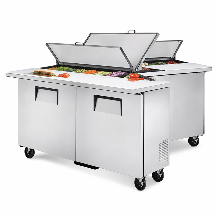 Product image #3 for True Dual-Sided Sandwich/Salad Prep Table, 60-Inch, 16-Pan, Solid Doors