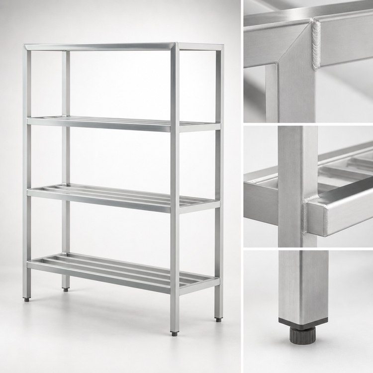 Product image #3 for New Age H.D. Series 4-Shelf All-Welded Heavy-Duty Aluminum Shelving Unit, 48"W x 20"D x 72"H