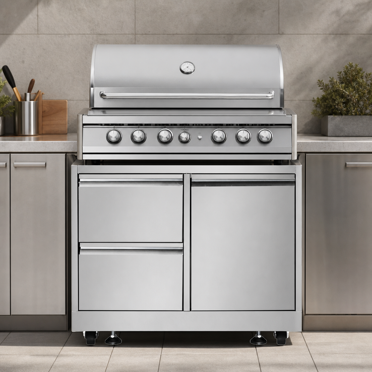 Product image #3 for 32-Inch Stainless Steel Cabinet Stand for #47876 BBQ Grill with 2 Drawers and Gas Tank Storage