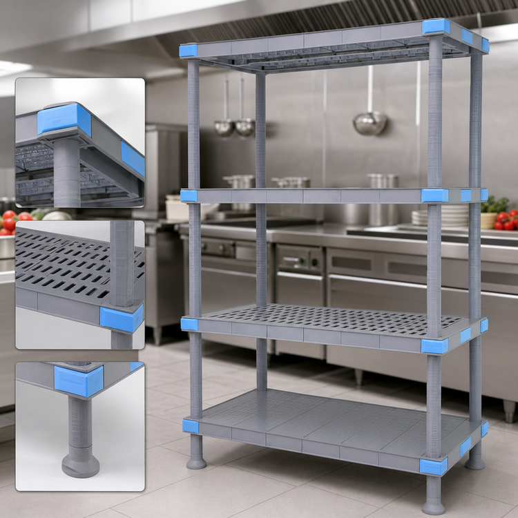 Product image #3 for Quantum Millenia Polymer Stationary Starter Shelving Unit, 30 x 24 x 74 Inches, 2,000 lb. Capacity, Gray