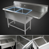 Thumbnail image #3 for John Boos Pro-Bowl 2-Compartment Stainless Steel Sink with Right Drainboard, 82-3/16 Inch x 29-1/2 Inch