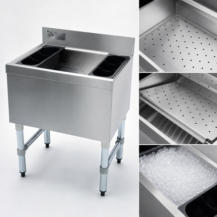 Product image #3 for Advance Tabco Underbar Basics 36-Inch Cocktail Ice Bin, 16-Inch Deep, 155 lb Capacity