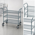 Thumbnail image #3 for Quantum WRC-2148GY-3 48-Inch 3-Shelf Gray Wire Utility Bus Cart with U-Handles, 1200 lb. Capacity