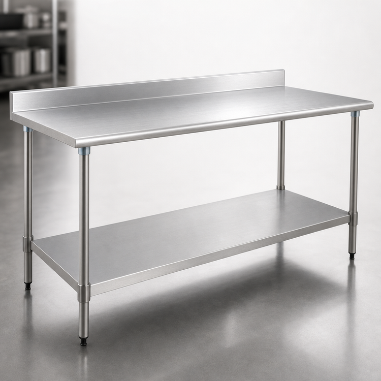 Product image #3 for BlendPort Budget Series 60-Inch x 30-Inch 430 Stainless Steel Work Table with 4-1/2-Inch Backsplash and Undershelf